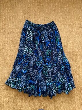Blue Green Animal Print Maxi Skirt